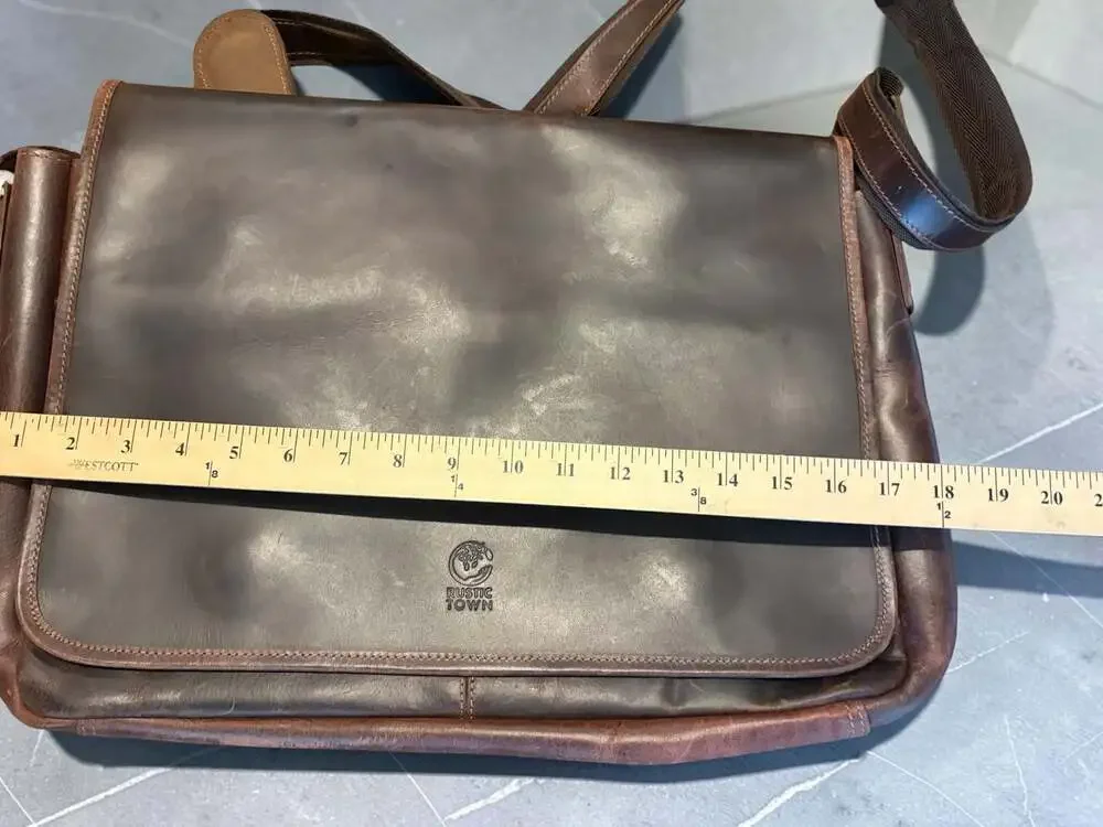 Rustic Town Genuine Leather Laptop Messenger Bag 16” x 13” briefcase